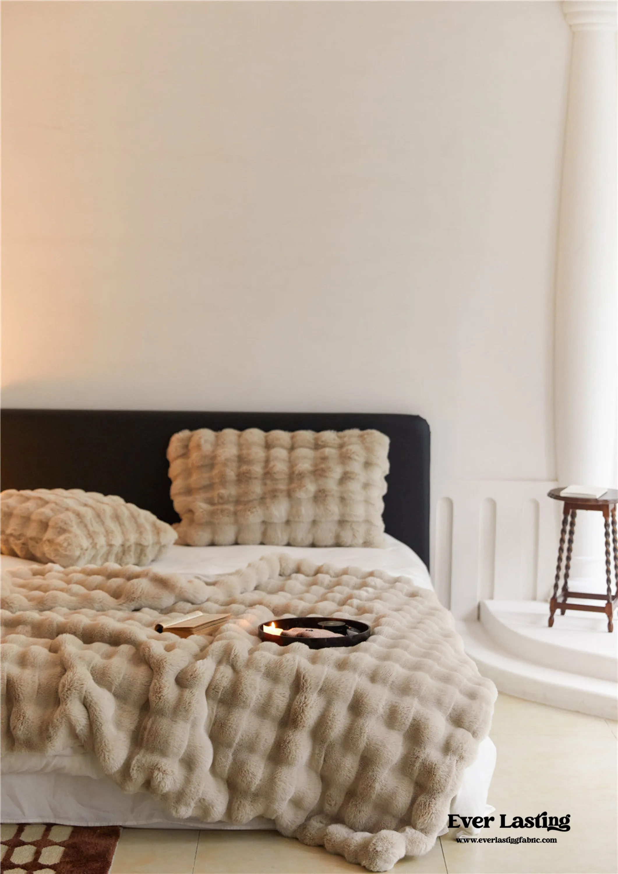 Fluffy Plush Throw Blanket / White