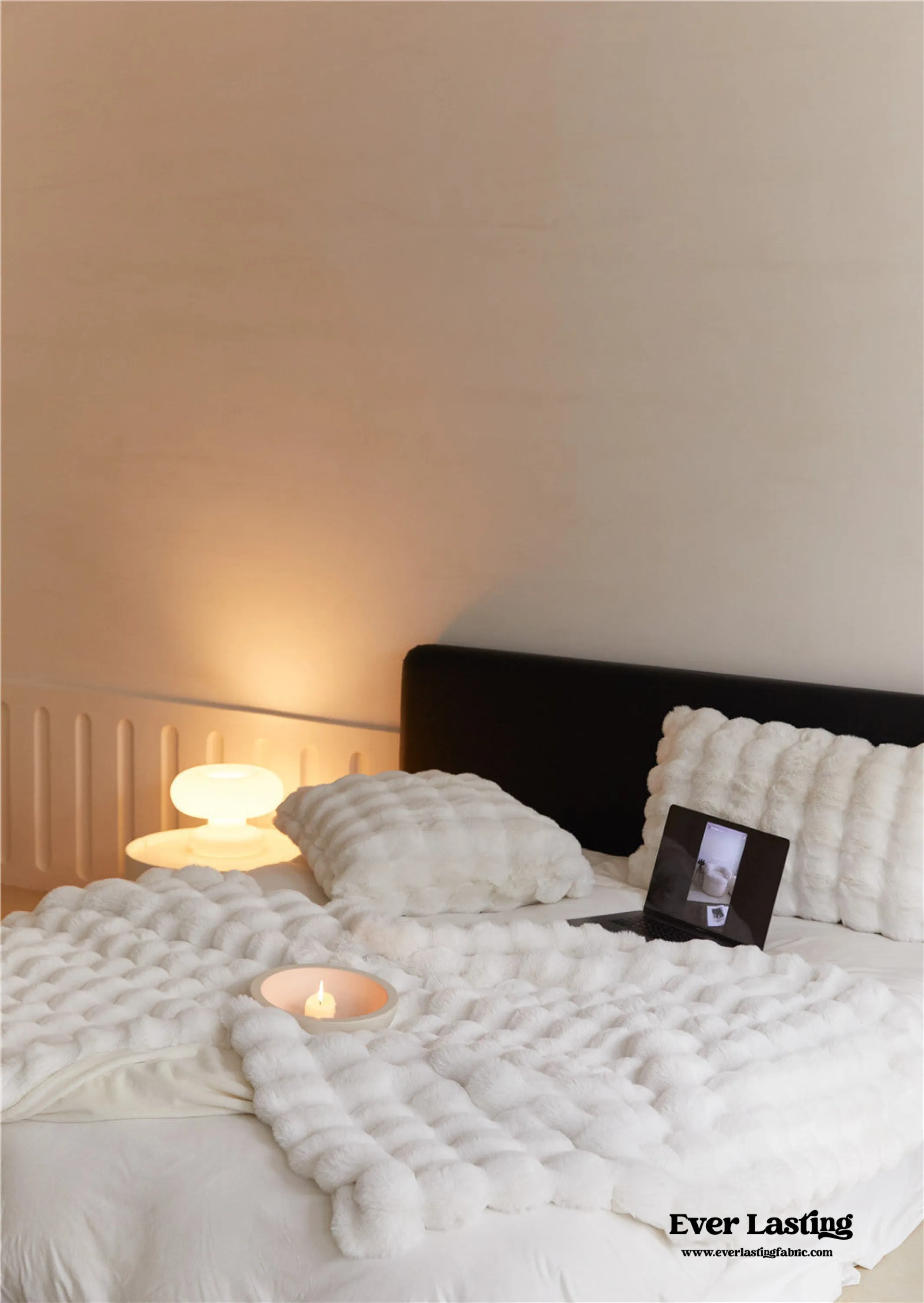 Fluffy Plush Throw Blanket / White