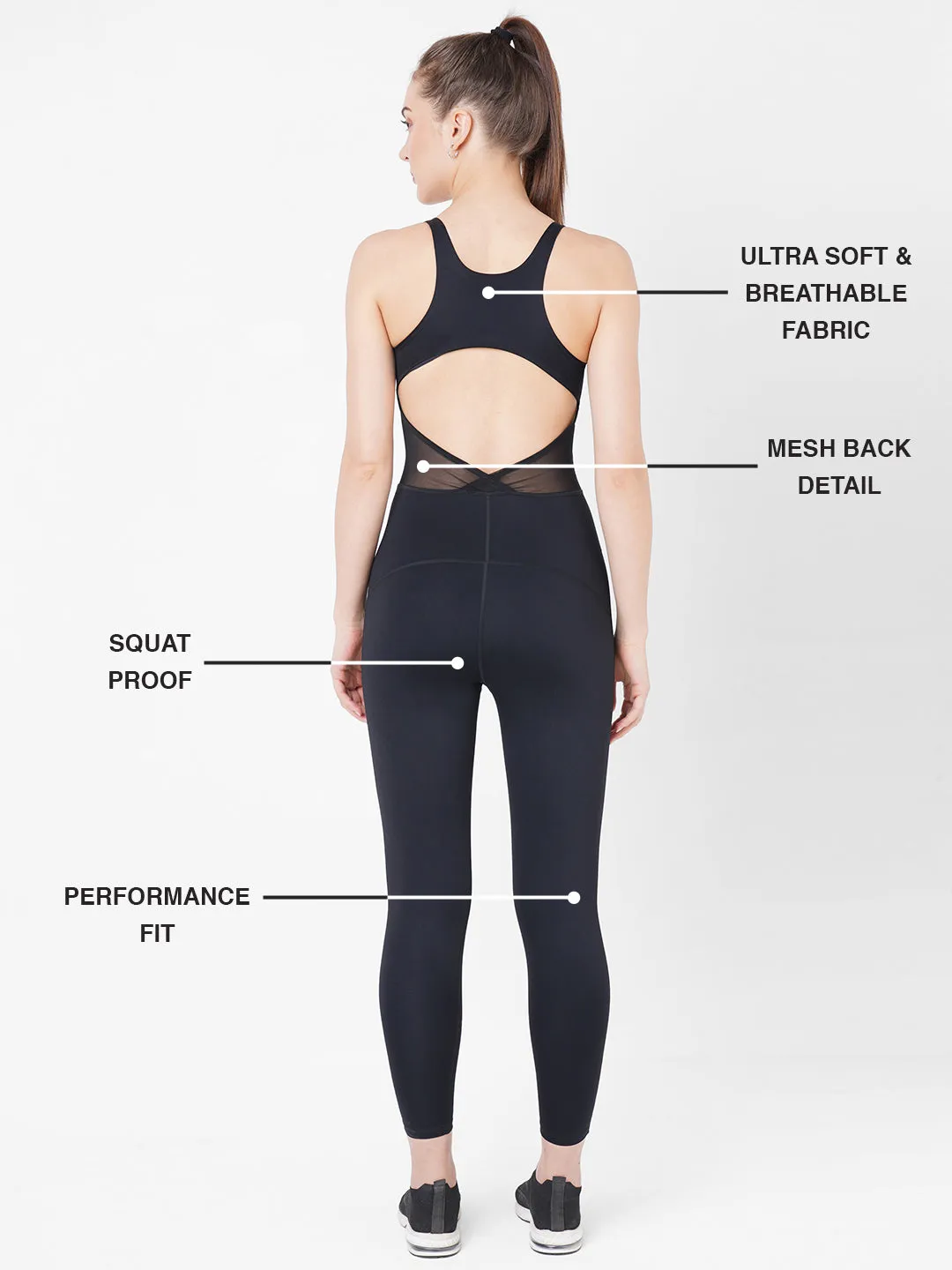 Functional Jet Black Mesh Bodysuit