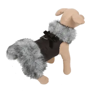 Fur Coat Velvet Bow Black Tip Silver Fox