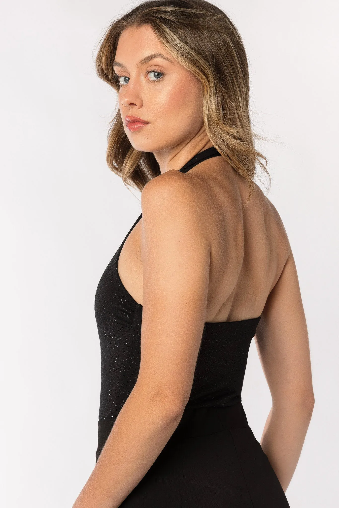 Glitter Halter Bodysuit