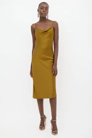 Gold Silk Cowl Slip Dress