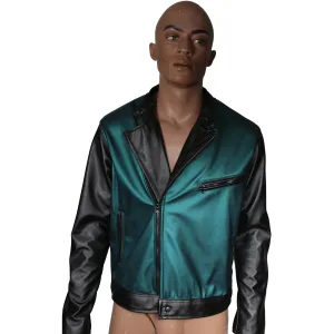 Green and black Synthetic leather Jacket