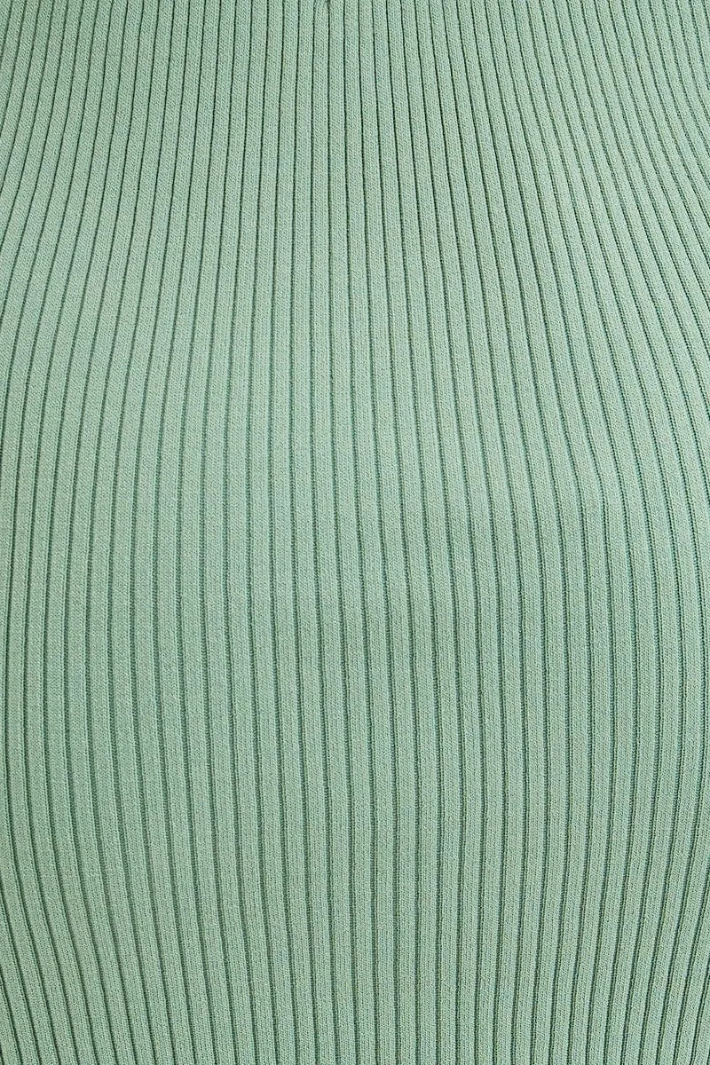 Green Knit Skirt Mini High Rise