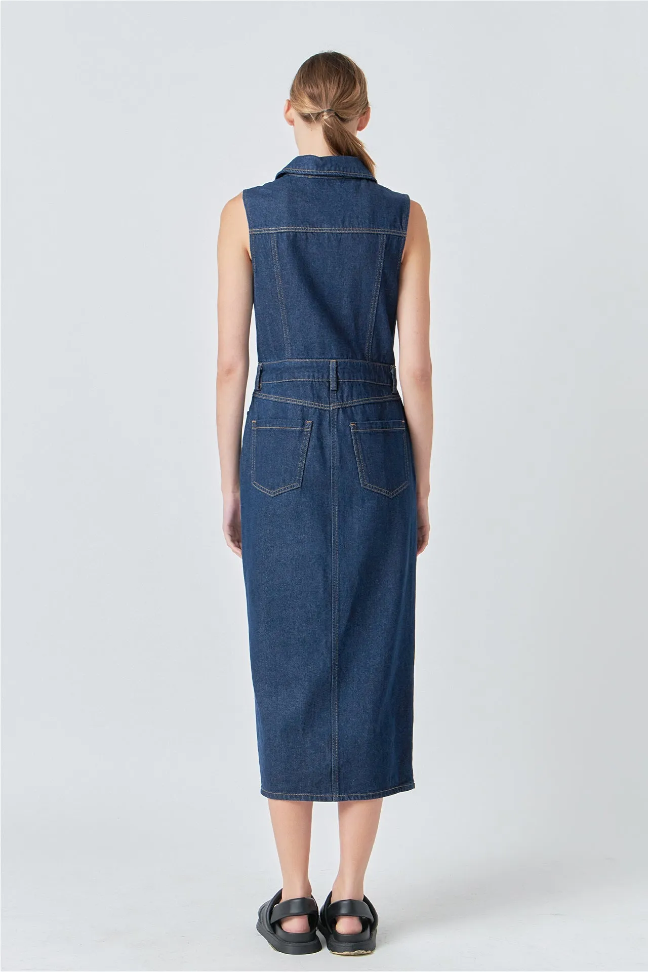 Grey Lab - Sleeveless Maxi Denim Dress