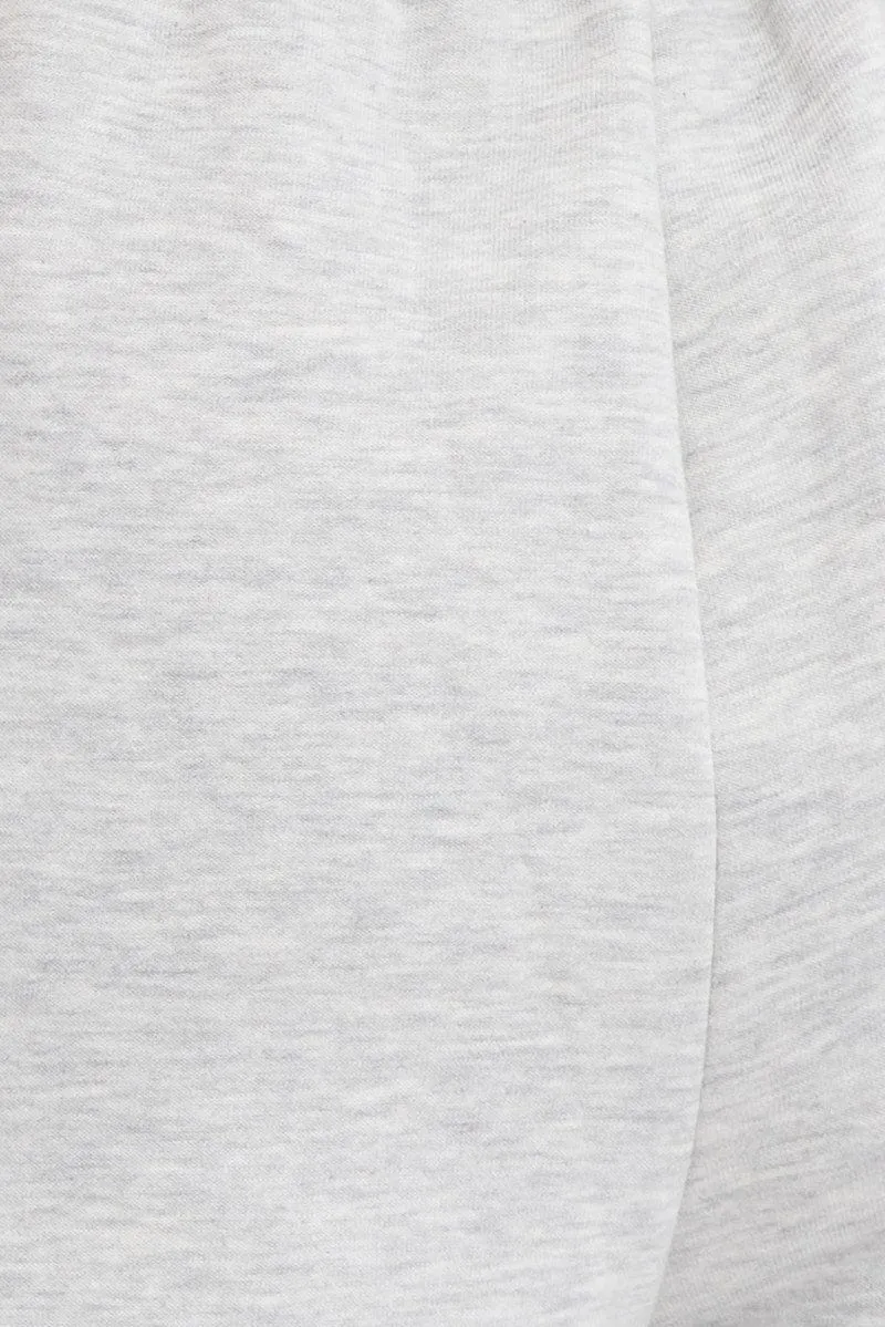 Grey Wide Leg Track Pants High Rise