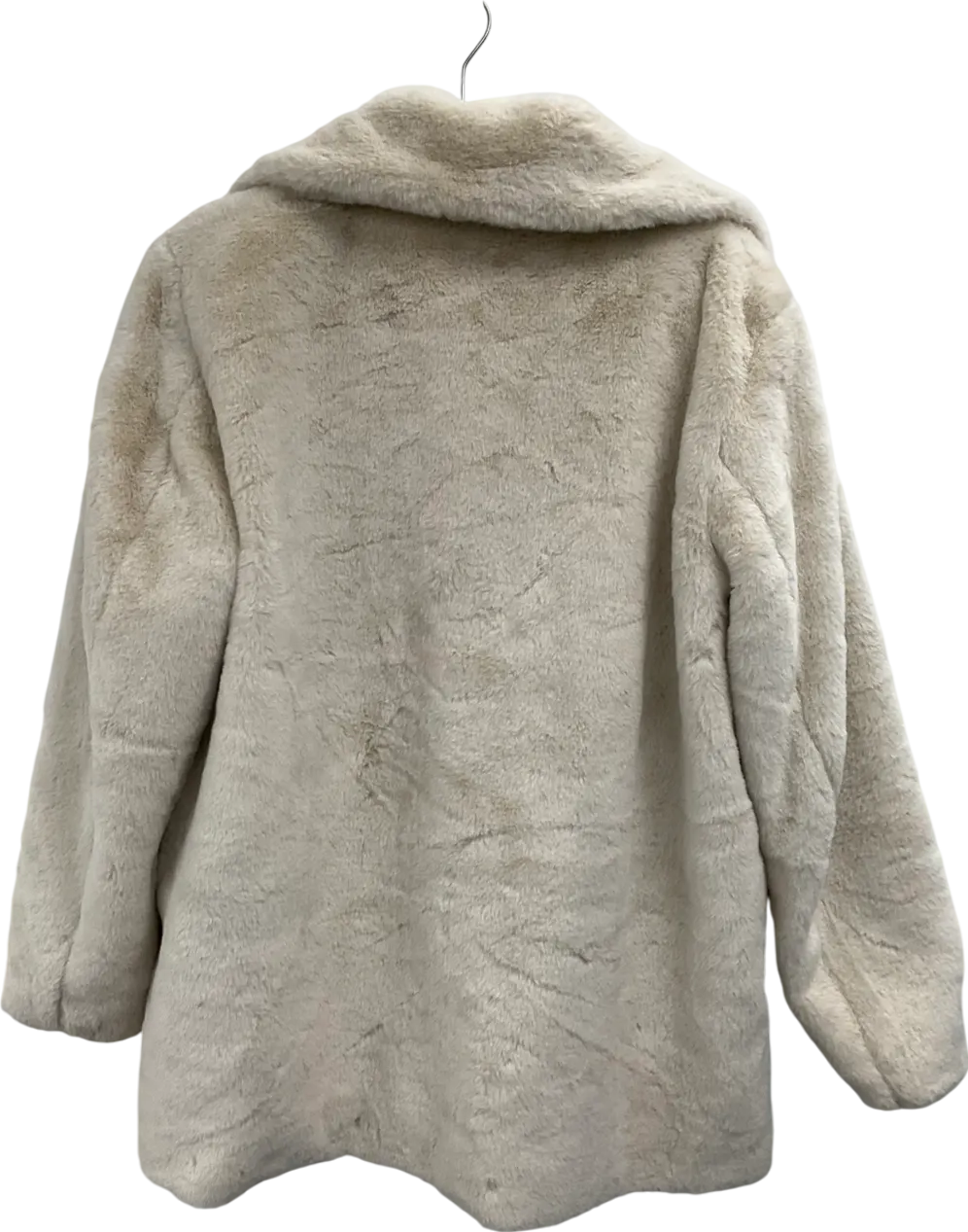 H&M Cream Faux Fur Coat UK M