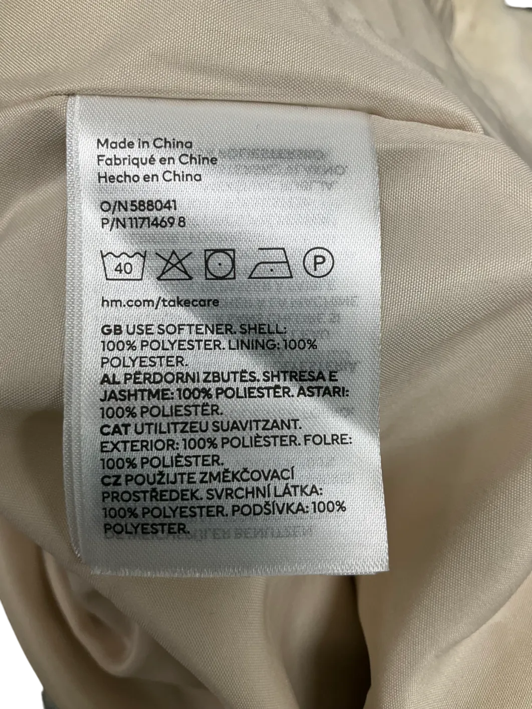 H&M Cream Faux Fur Coat UK M