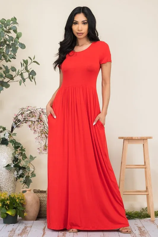 HH464R-SL - SHORT SLEEVE MAXI DRESS