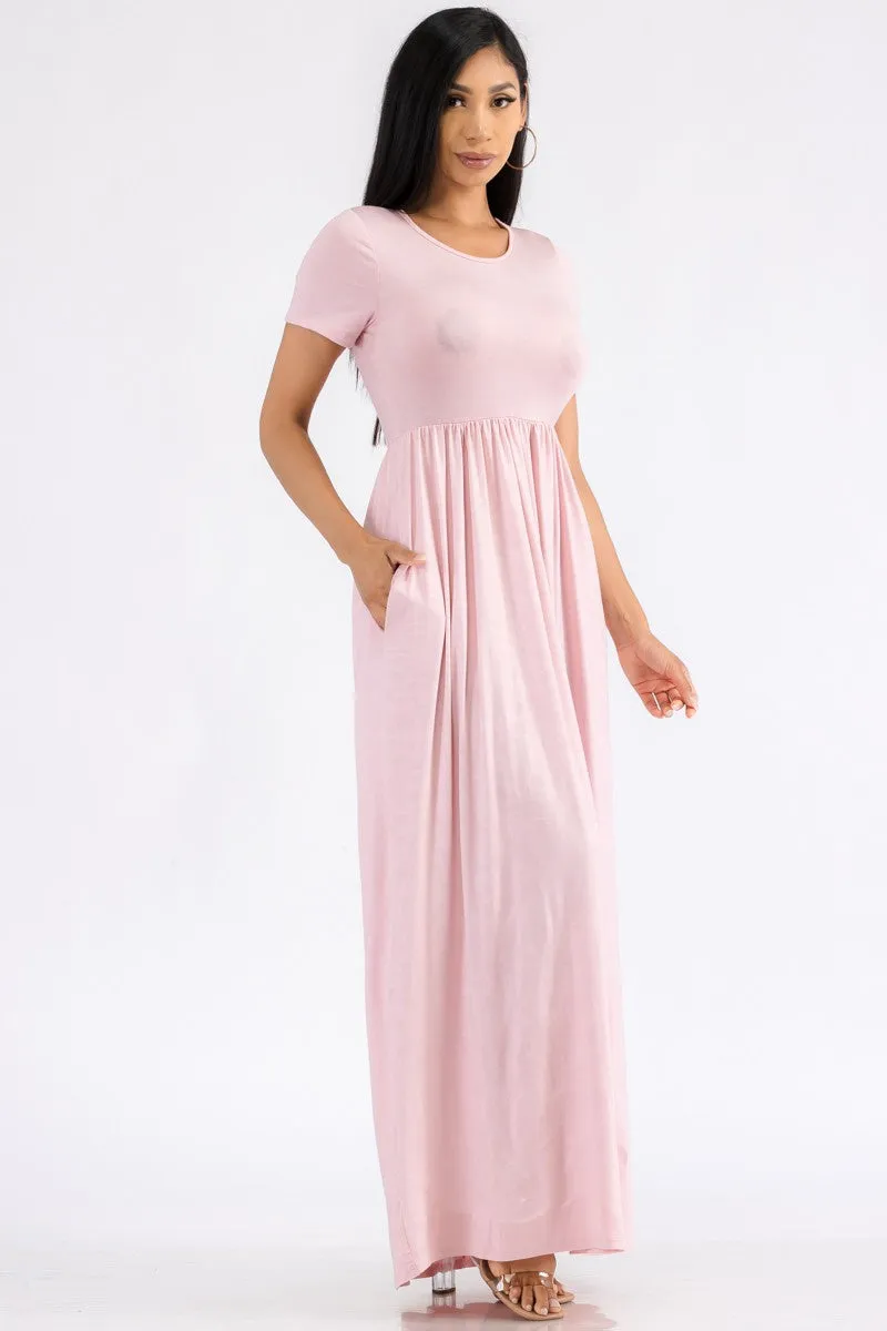 HH464R-SL - SHORT SLEEVE MAXI DRESS