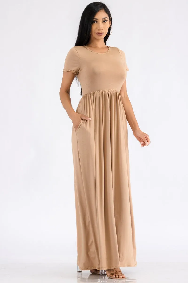 HH464R-SL - SHORT SLEEVE MAXI DRESS