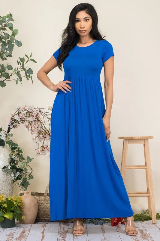HH464R-SL - SHORT SLEEVE MAXI DRESS