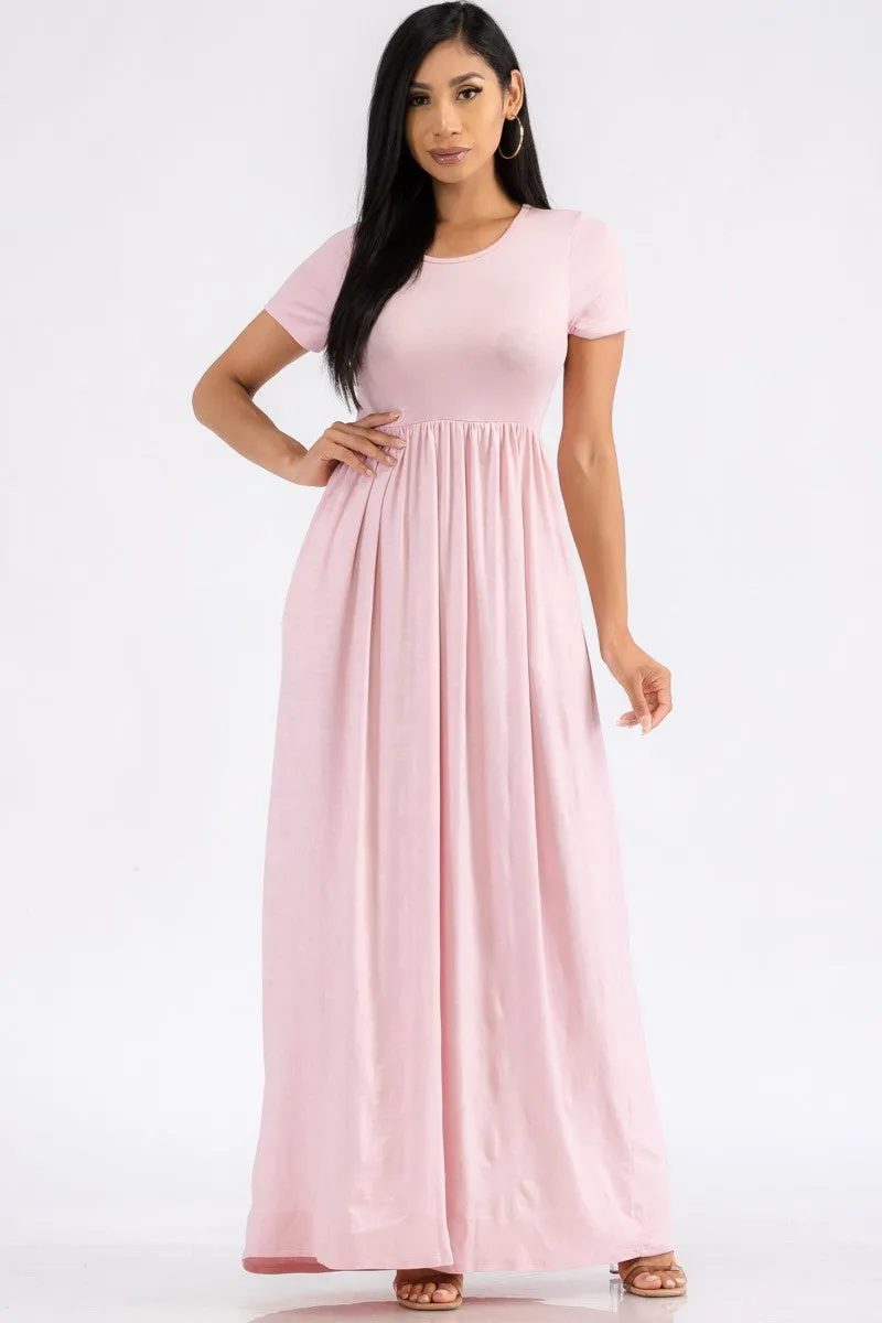 HH464R-SL - SHORT SLEEVE MAXI DRESS