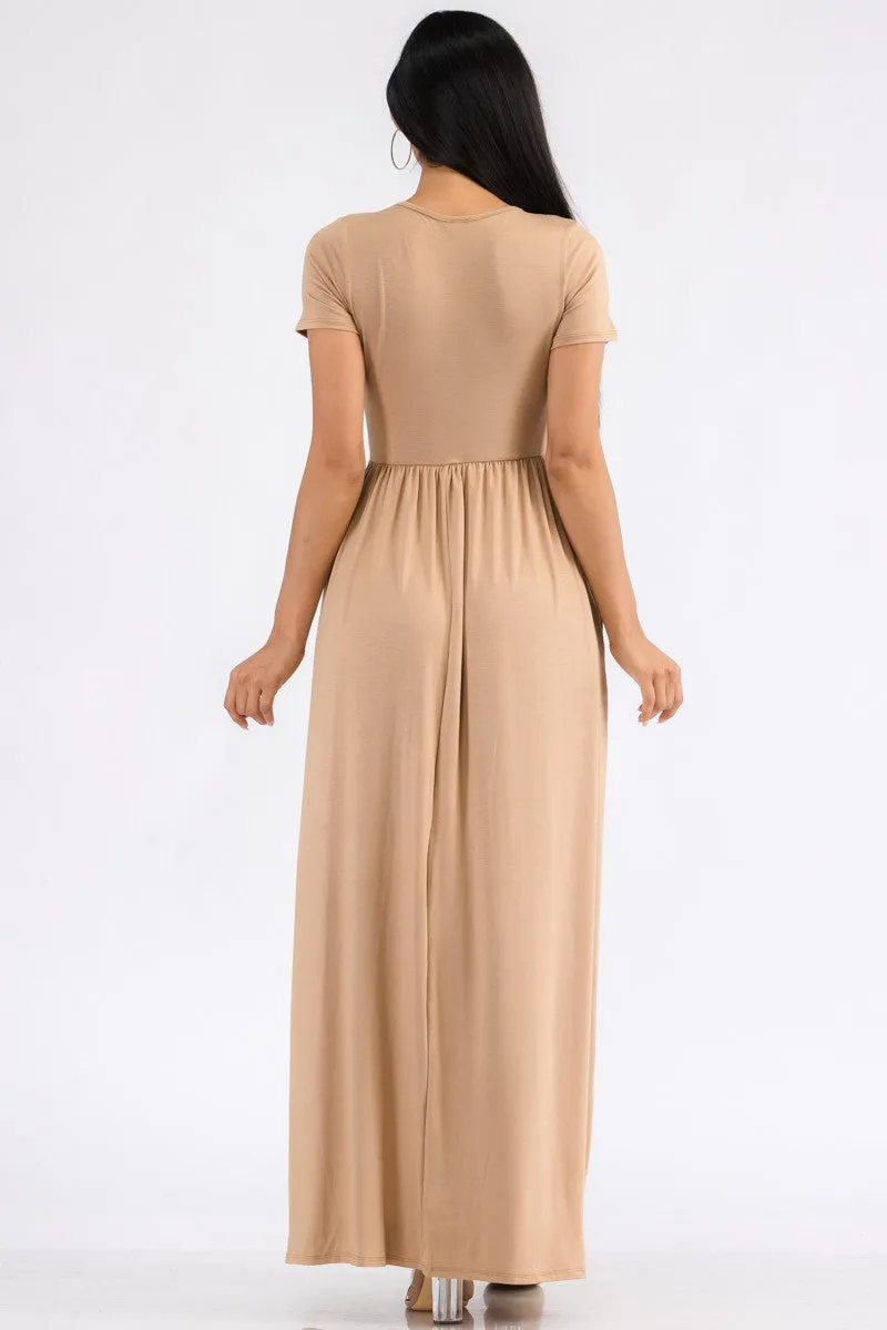 HH464R-SL - SHORT SLEEVE MAXI DRESS