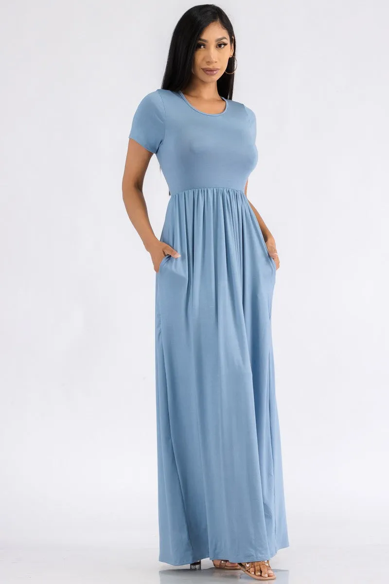 HH464R-SL - SHORT SLEEVE MAXI DRESS