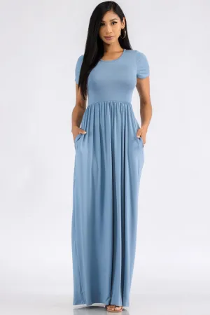 HH464R-SL - SHORT SLEEVE MAXI DRESS