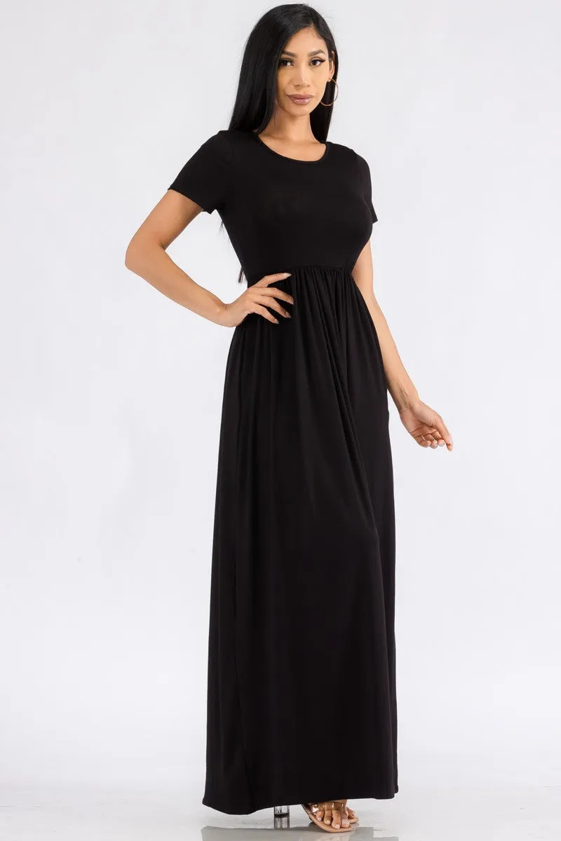 HH464R-SL - SHORT SLEEVE MAXI DRESS