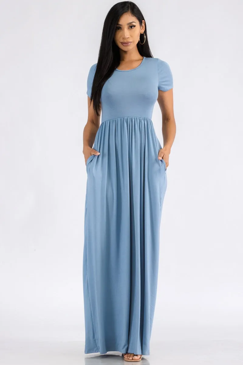 HH464R-SL - SHORT SLEEVE MAXI DRESS