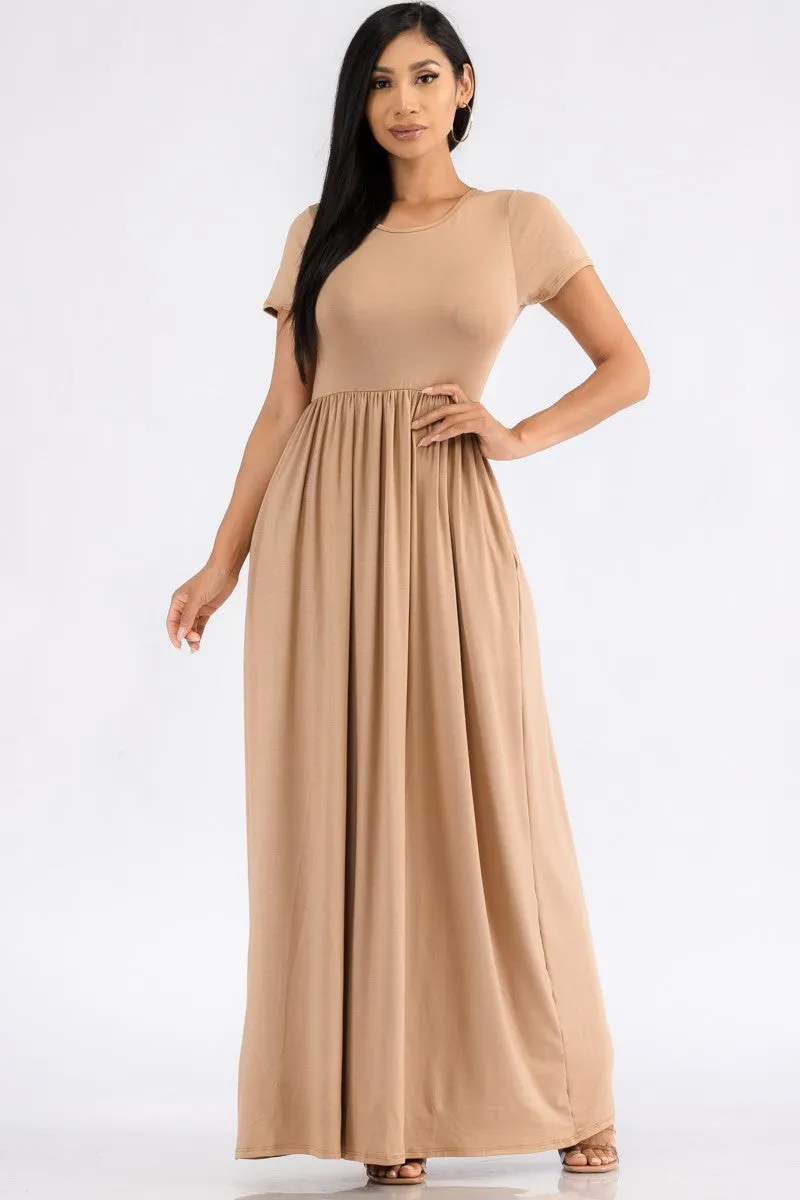 HH464R-SL - SHORT SLEEVE MAXI DRESS