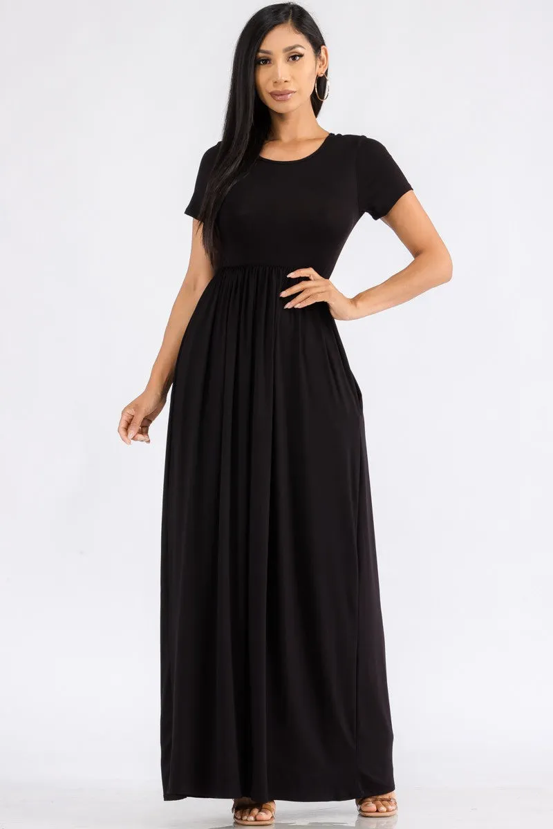 HH464R-SL - SHORT SLEEVE MAXI DRESS