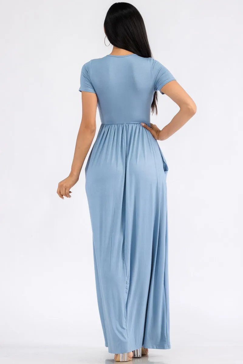HH464R-SL - SHORT SLEEVE MAXI DRESS