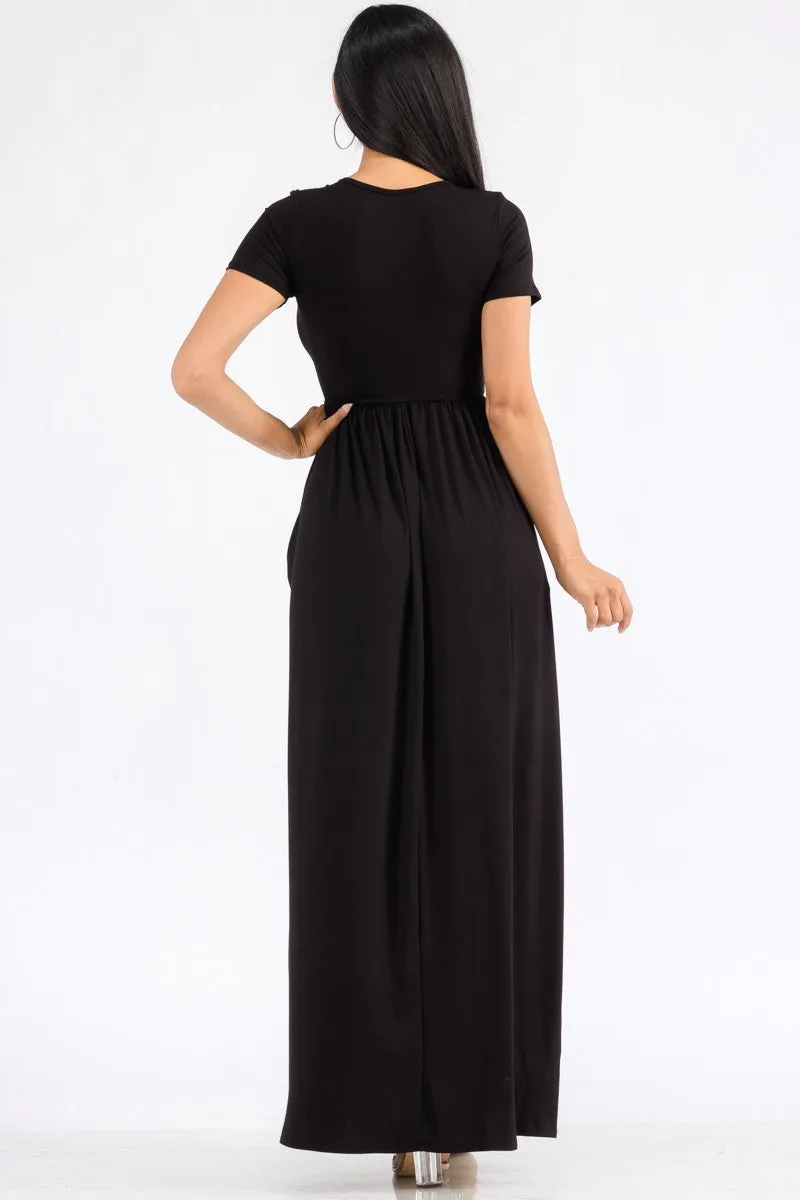 HH464R-SL - SHORT SLEEVE MAXI DRESS