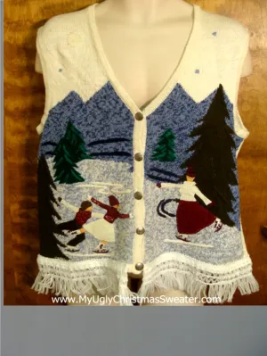 Ice Skating Cute Christmas Sweater Vest