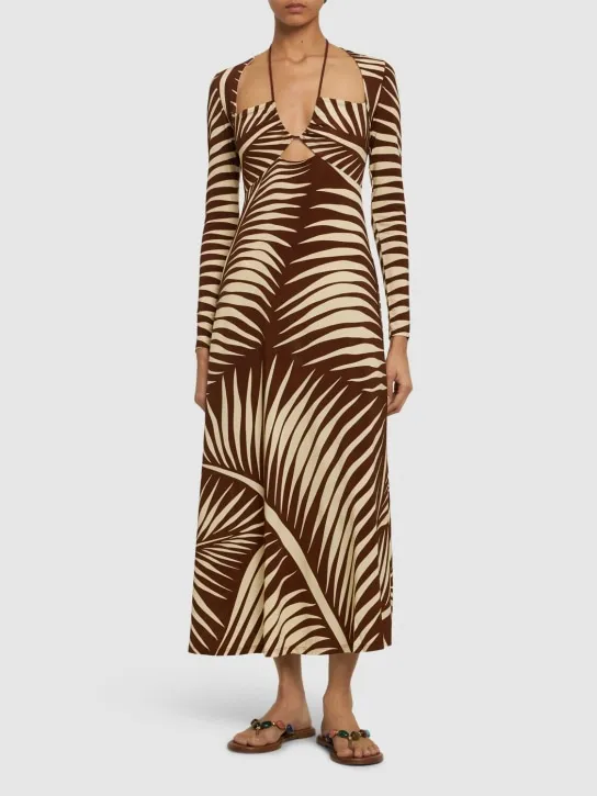 Johanna Ortiz   Printed shiny jersey midi dress 