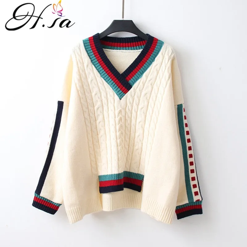 Joskaa Christmas Gift H.SA Korean Style Women Winter Fashion Pullover And Sweaters V Neck Twisted Irregular Pull Femme Sueter Mujer Invierno 2024