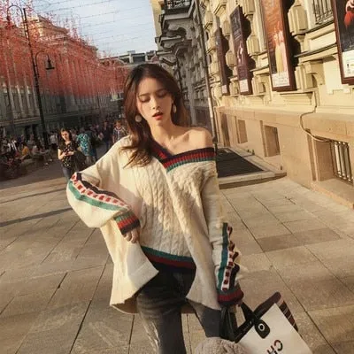 Joskaa Christmas Gift H.SA Korean Style Women Winter Fashion Pullover And Sweaters V Neck Twisted Irregular Pull Femme Sueter Mujer Invierno 2024