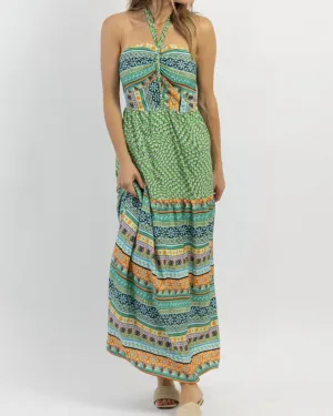 Kahuna Halter Maxi Dress In Green | Green