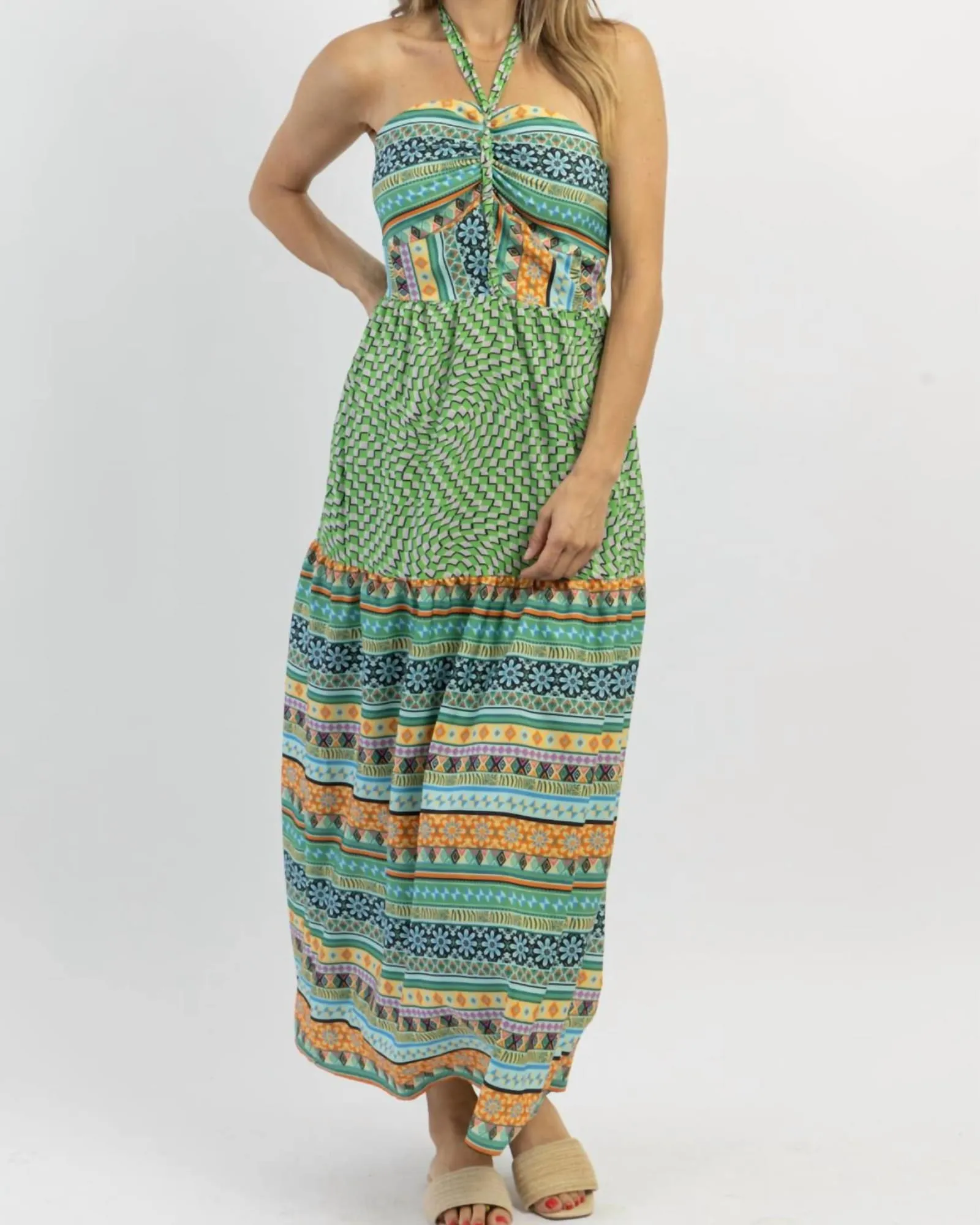 Kahuna Halter Maxi Dress In Green | Green