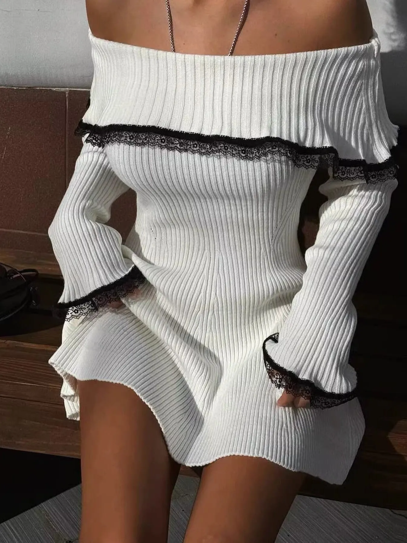 Margo Off-Shoulder Knit Mini Dress