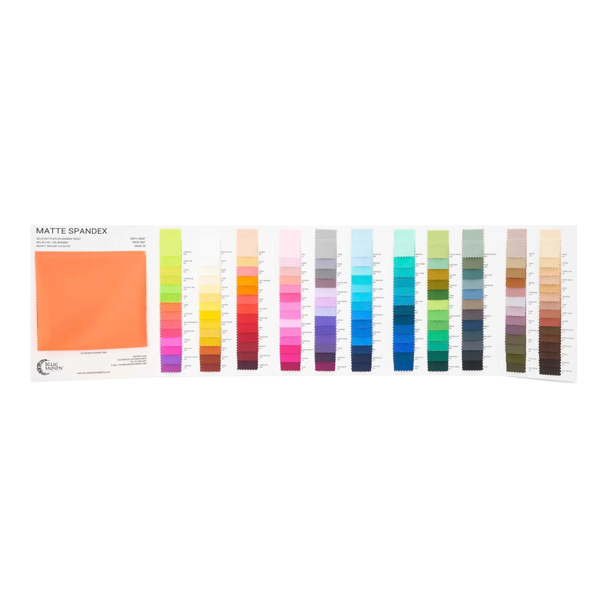 Matte Nylon Spandex Color Card | Blue Moon Fabrics