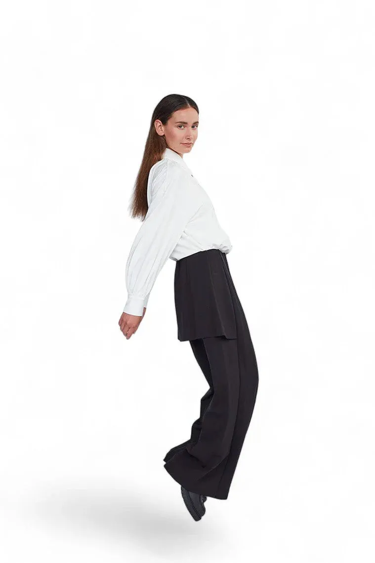 Mini Wide Leg Trousers in Black