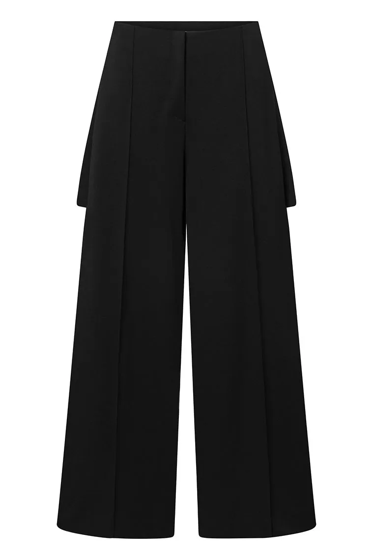 Mini Wide Leg Trousers in Black