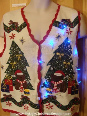 Need to Buy Christmas Sweaters? Light Up Sweater Vest with Festive Trees