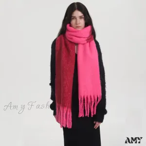 New Fashion Thick Warm Two-Tone Cozy Fringe Stylish Scarf
