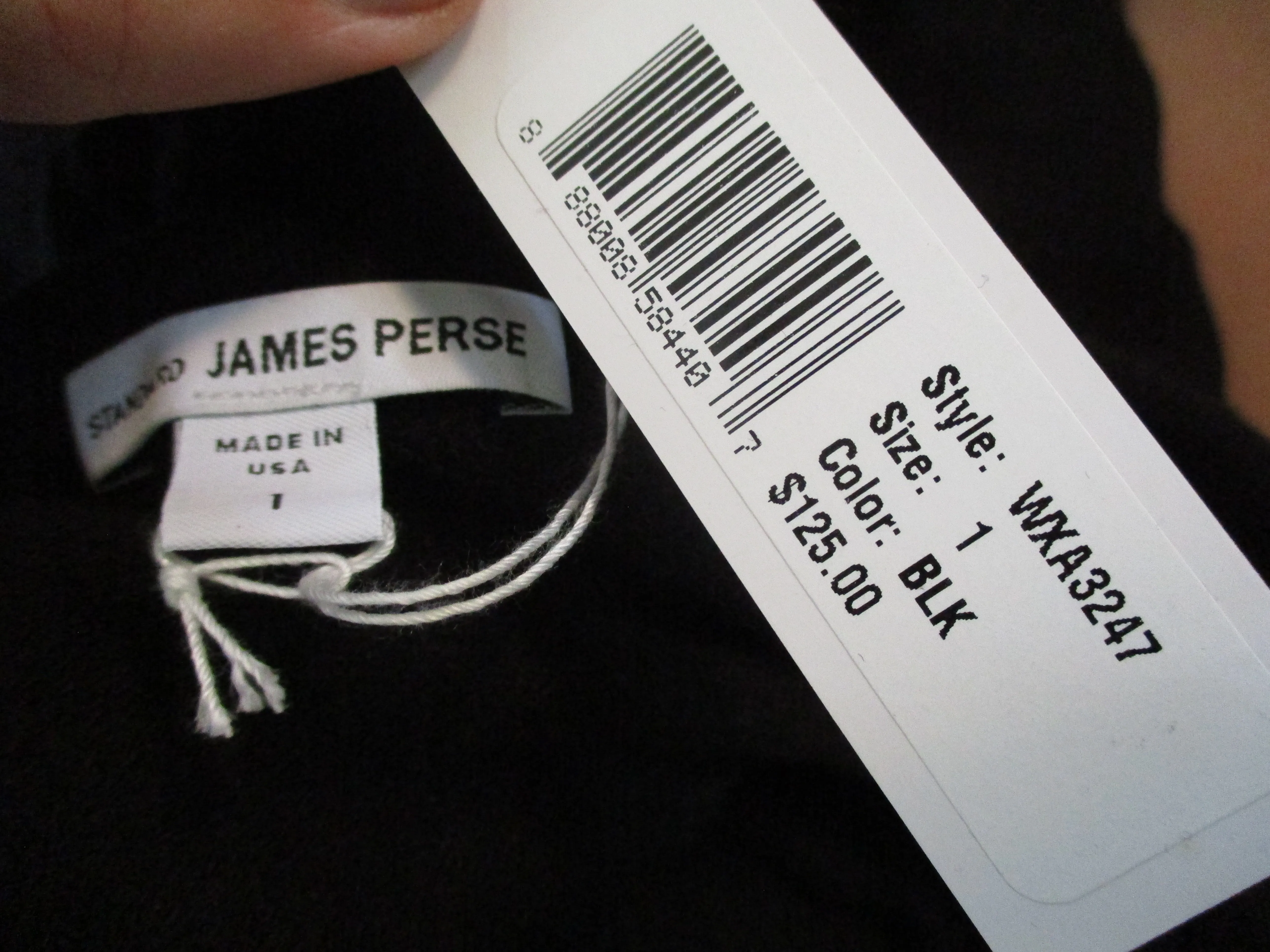 NEW NWT JAMES PERSE Cotton Top  Sweater Crewneck 1 BLACK