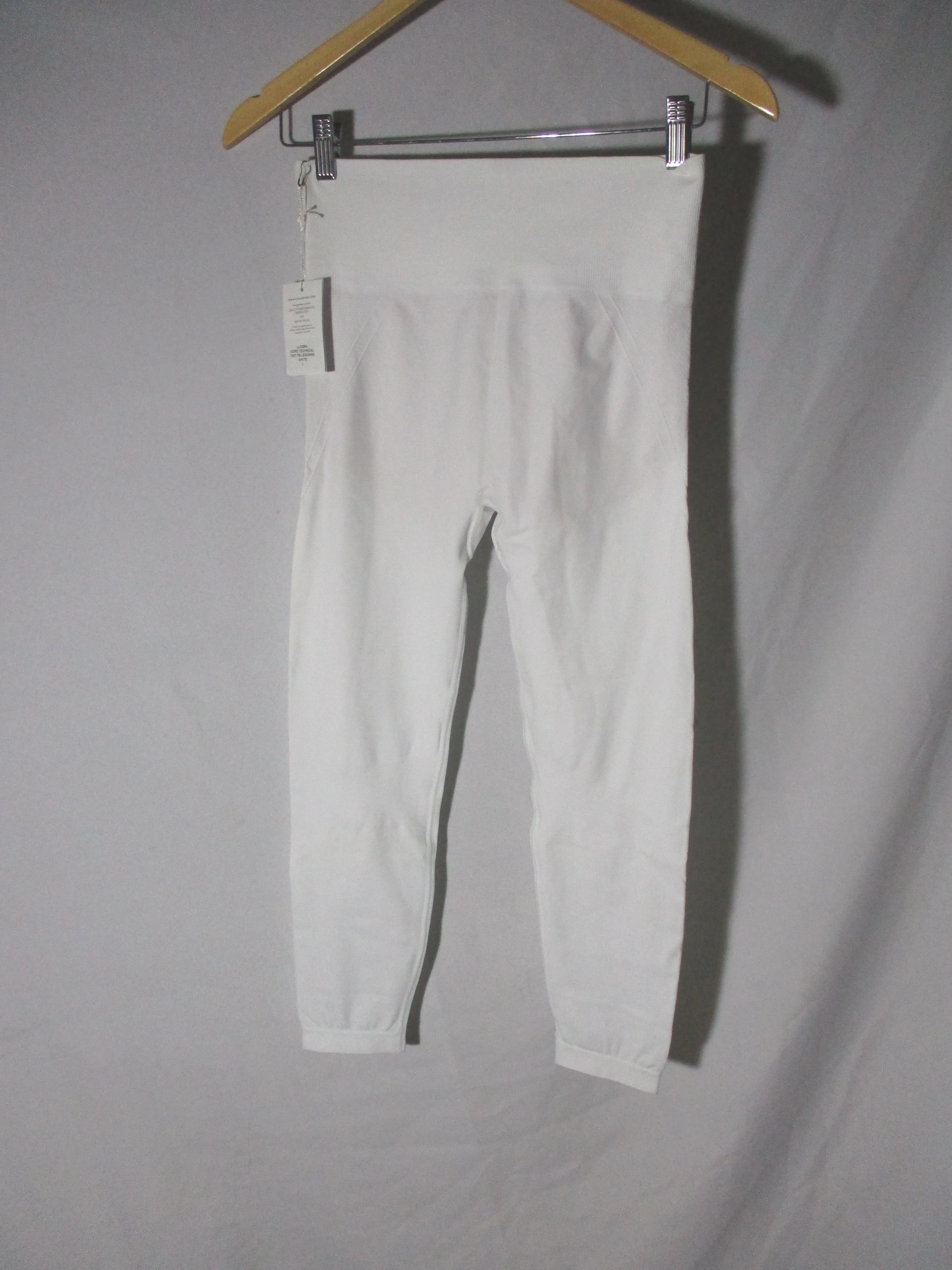 NEW NWT LUCAS HUGH CORE TECHNICAL KNIT 7/8 LEGGINGS L WHITE