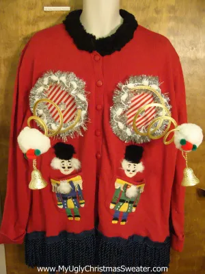 Nutcracker Twins Naughty Ugly Christmas Sweater with Funny Boobs