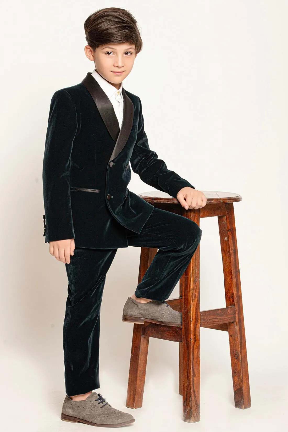 One Friday Kids Boys Green 2 Piece Suit