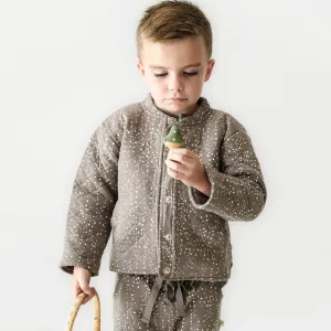 Organic Kids Merino Wool Buttoned Jacket - Speckle