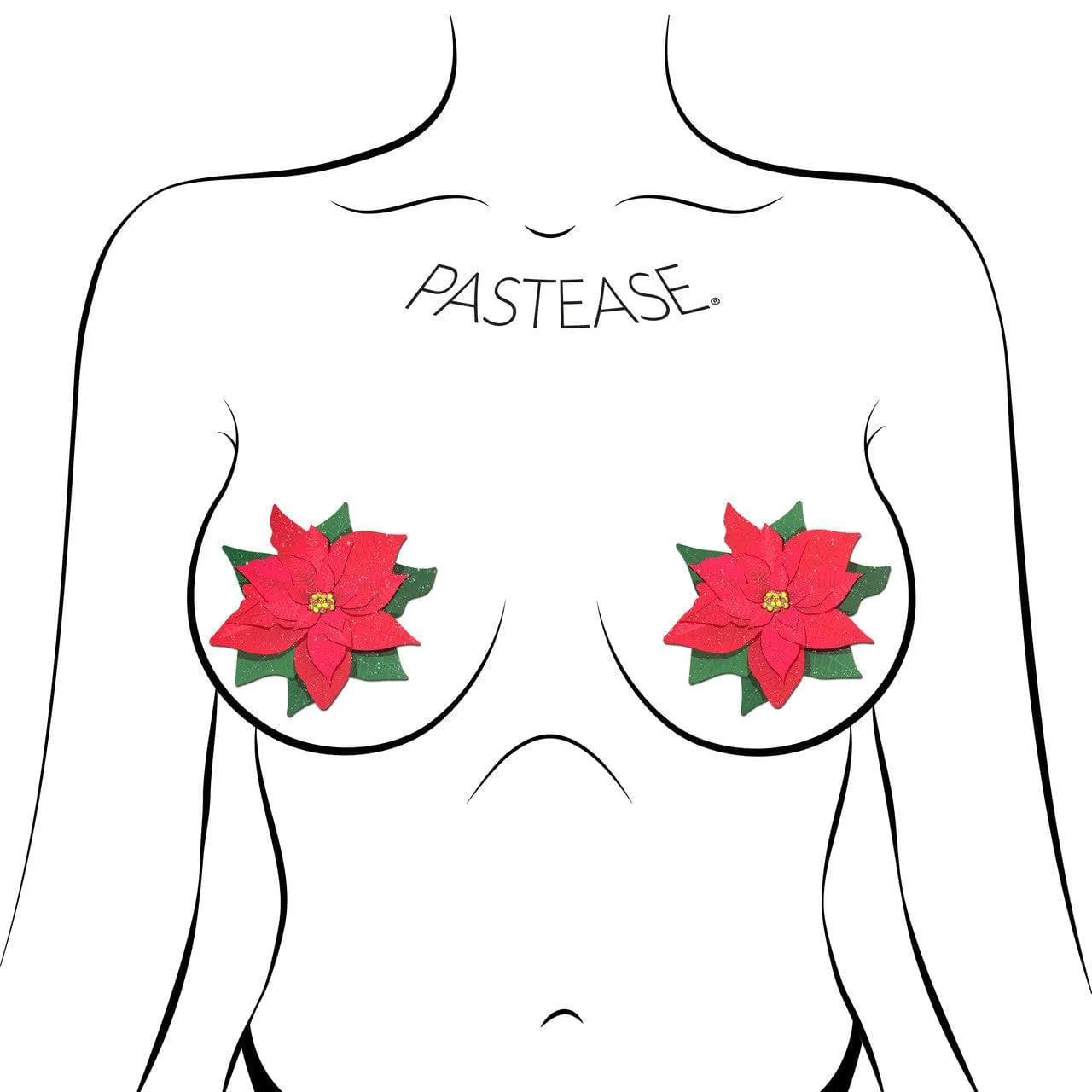 Pastease Christmas Winter Poinsettia Red & Green Nipple Pasties