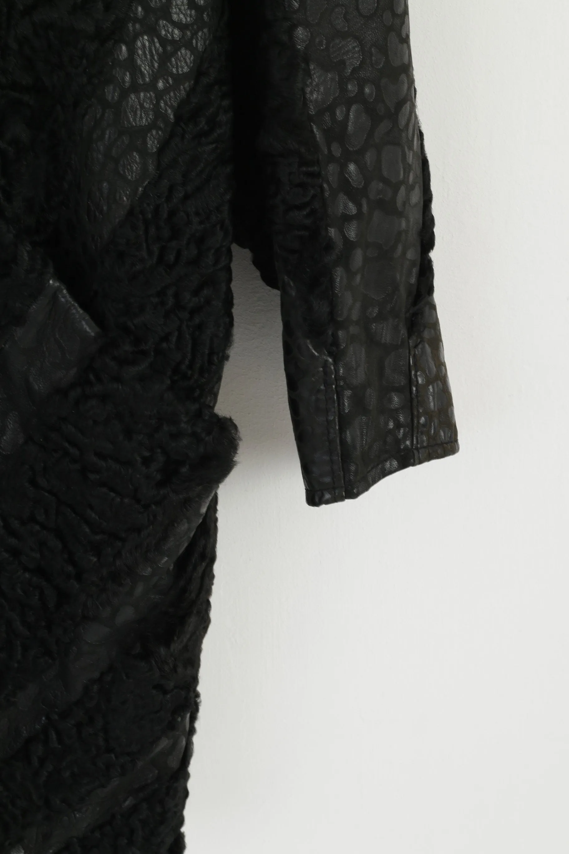 Pelz Greiner Nurnberg Women XL Coat Black Pelt Fur Karakul Leather Vintage Overcoat