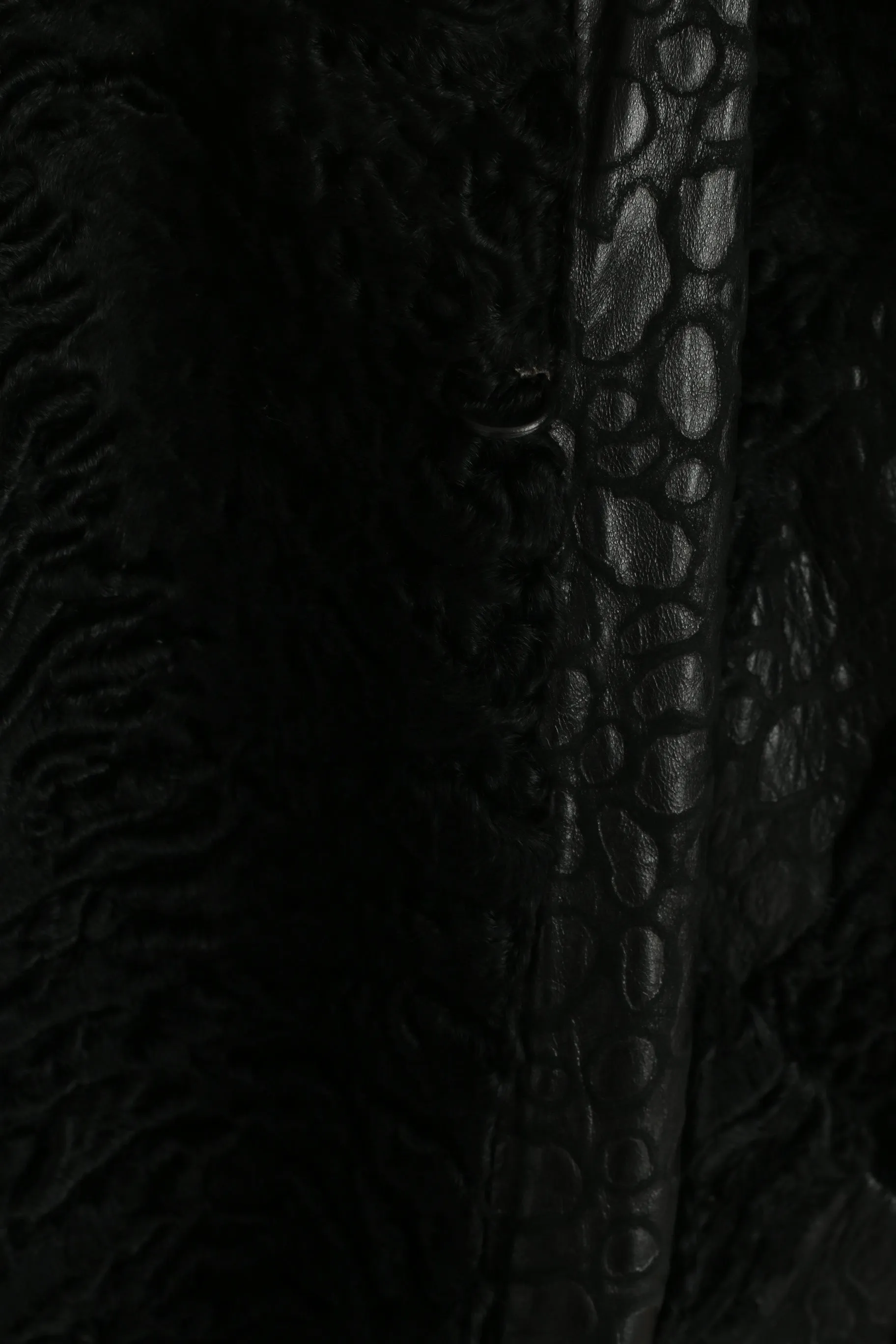 Pelz Greiner Nurnberg Women XL Coat Black Pelt Fur Karakul Leather Vintage Overcoat
