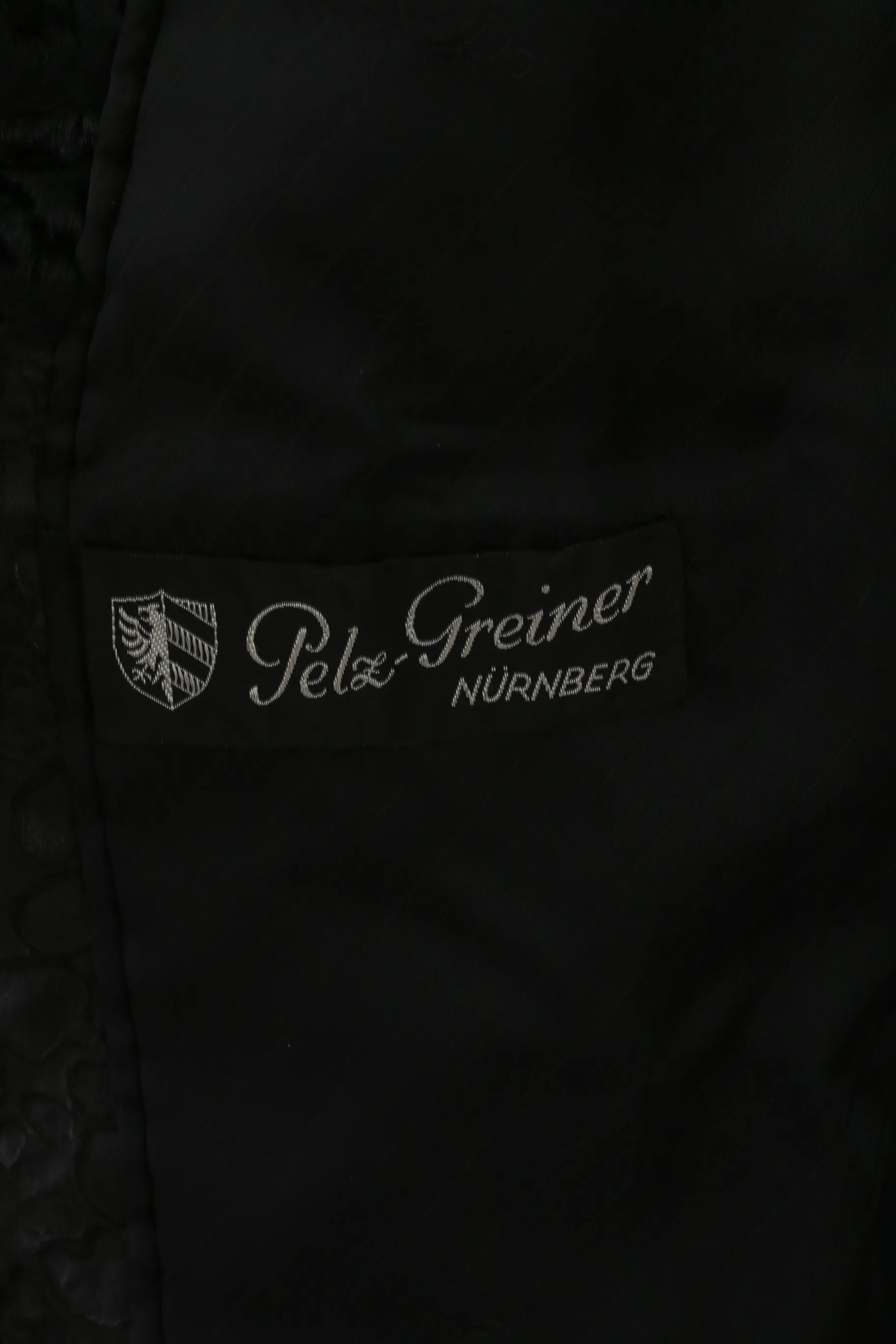 Pelz Greiner Nurnberg Women XL Coat Black Pelt Fur Karakul Leather Vintage Overcoat