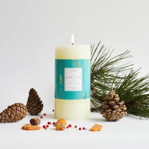 Pine and Pink Pepper Scented Pillar Candle