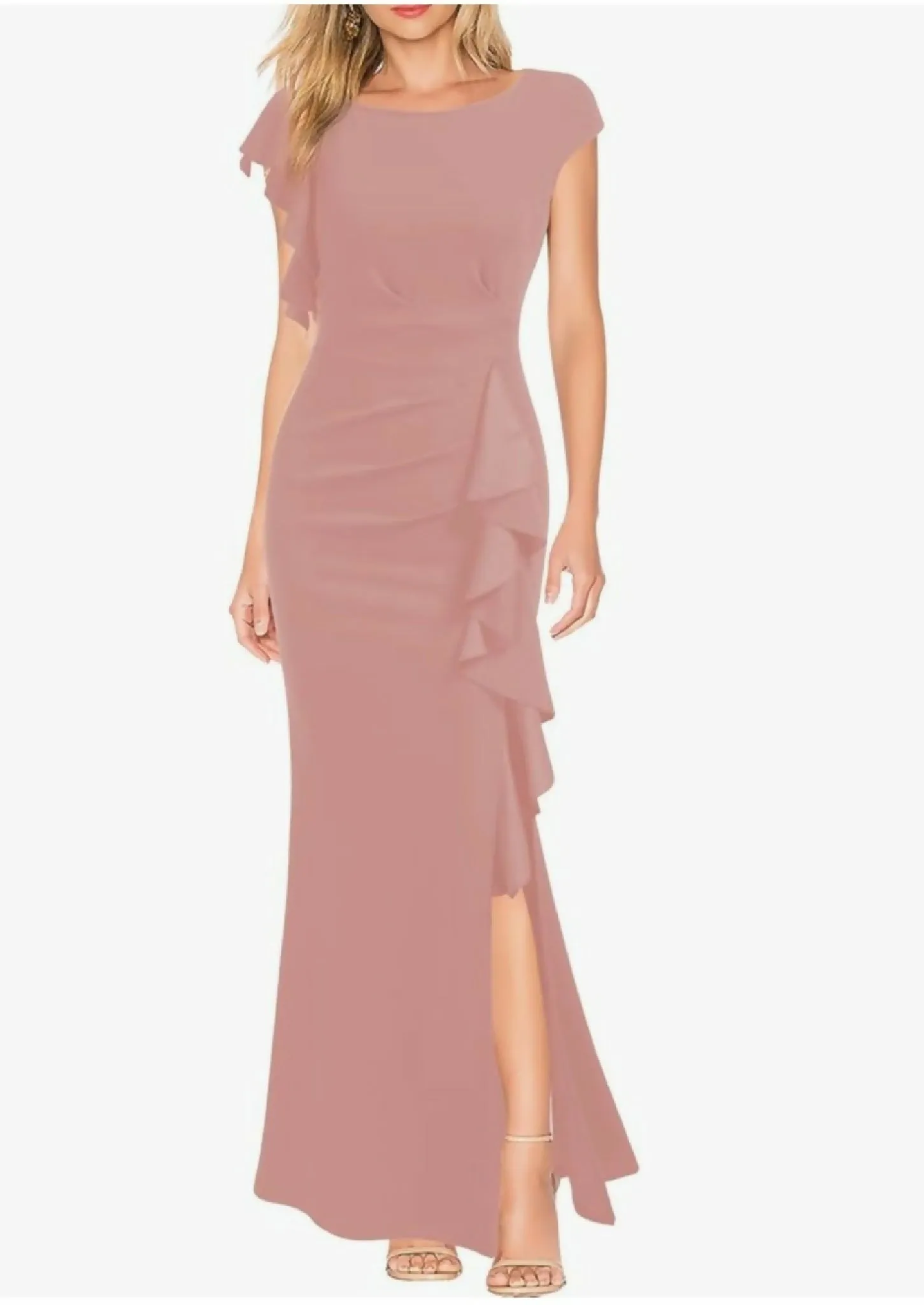 Pink Crepe Maxi Dress