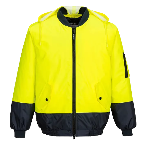 Portwest Hi-Vis Bomber Jacket 2 Tone Waterproof Reflective Work Safety MJ304